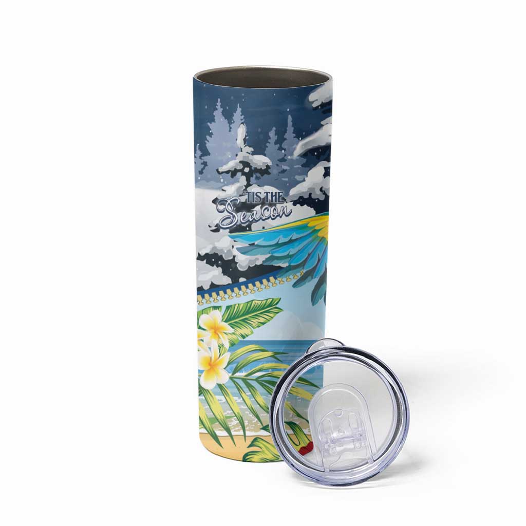 Funny Tropical Christmas Skinny Tumbler Tis The Season To Get Tipsy