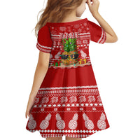 Hawaii Pineapple Christmas Family Matching Off Shoulder Long Sleeve Dress and Hawaiian Shirt Mele Kalikimaka LT7 - Polynesian Pride