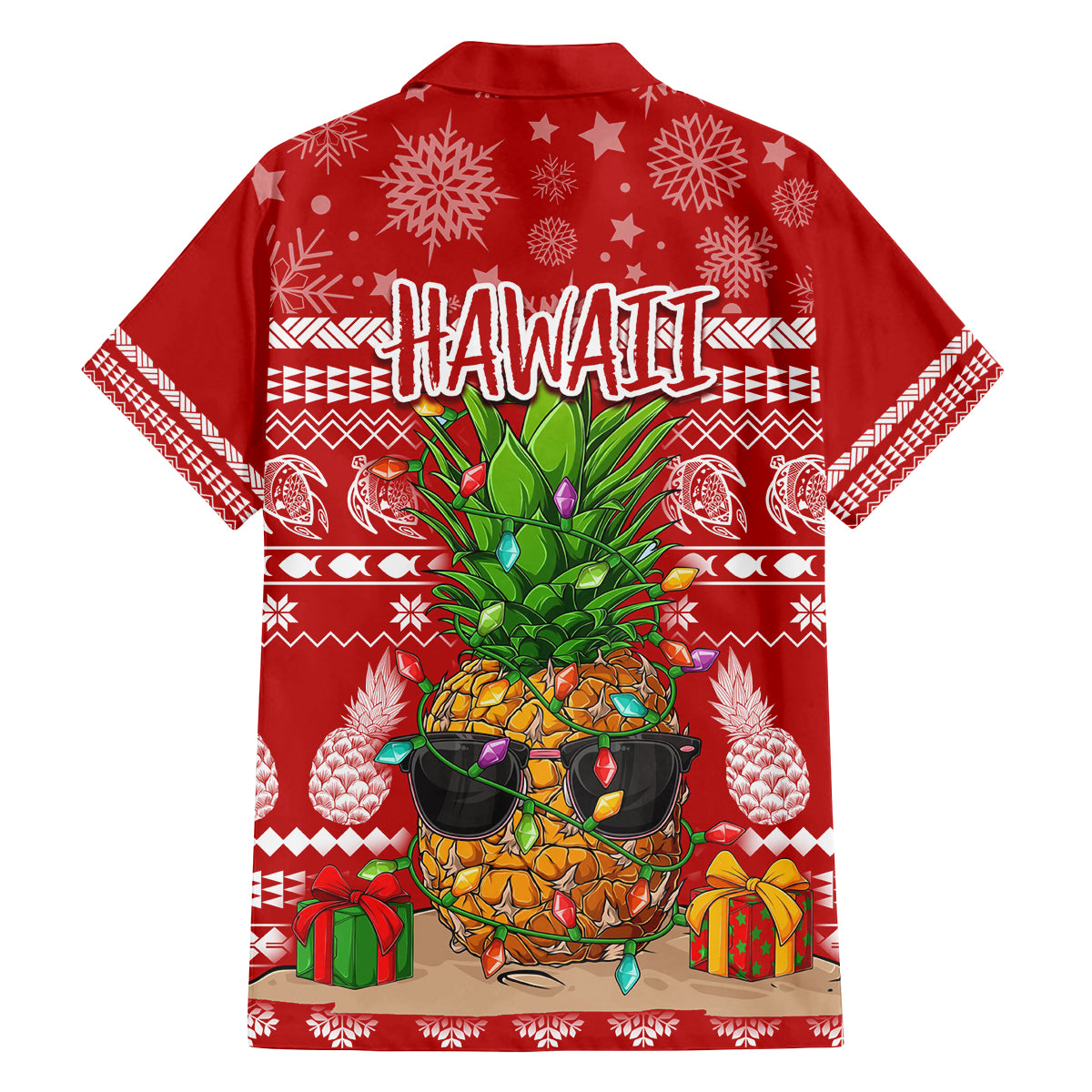 Hawaii Pineapple Christmas Family Matching Off Shoulder Maxi Dress and Hawaiian Shirt Mele Kalikimaka LT7 - Polynesian Pride
