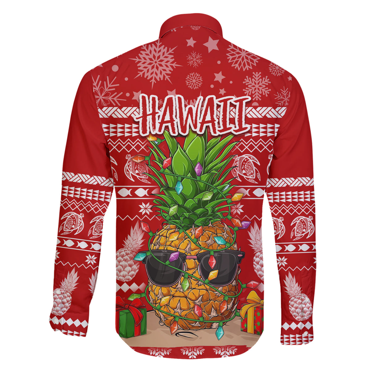 Hawaii Pineapple Christmas Family Matching Short Sleeve Bodycon Dress and Hawaiian Shirt Mele Kalikimaka LT7 - Polynesian Pride