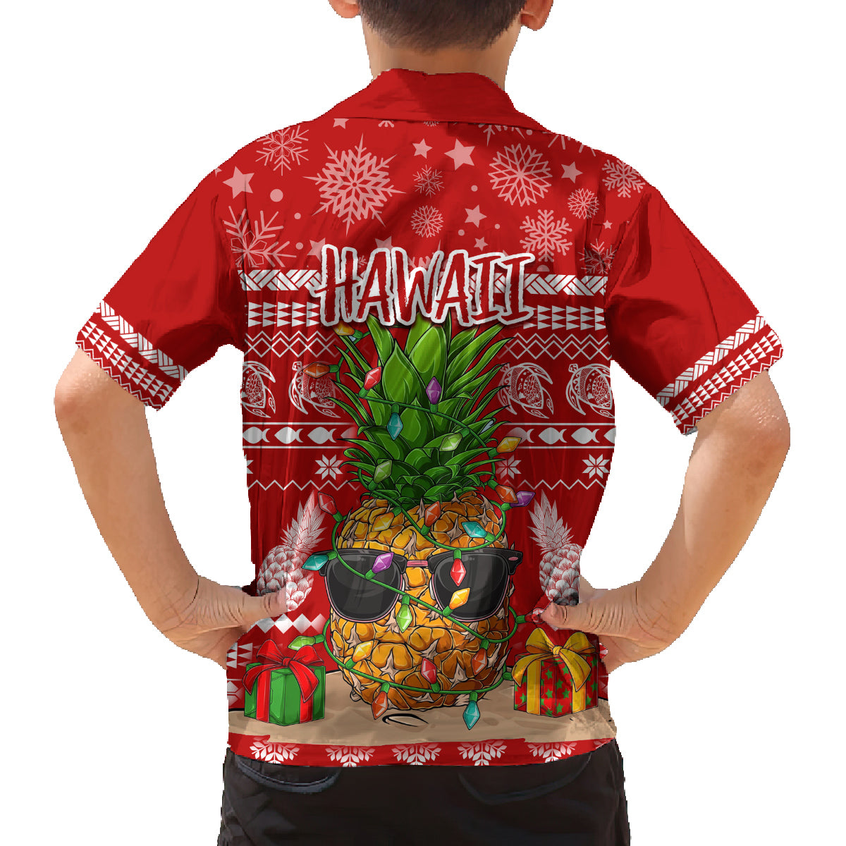 Hawaii Pineapple Christmas Family Matching Tank Maxi Dress and Hawaiian Shirt Mele Kalikimaka LT7 - Polynesian Pride