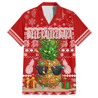 Hawaii Pineapple Christmas Family Matching Tank Maxi Dress and Hawaiian Shirt Mele Kalikimaka LT7 Dad's Shirt - Short Sleeve Red - Polynesian Pride