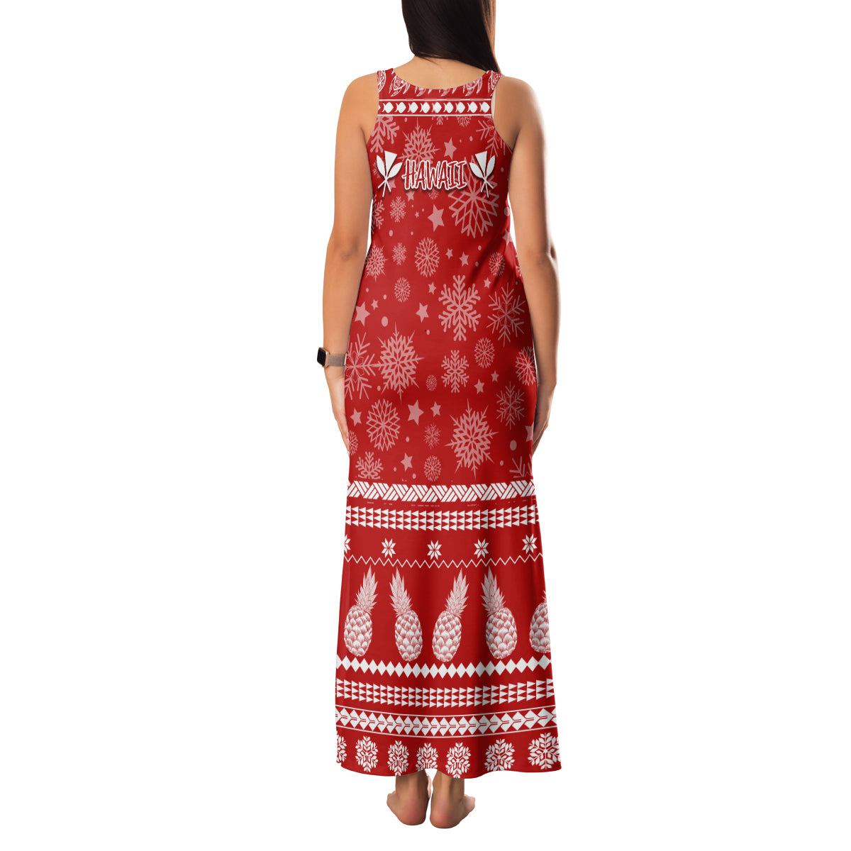 Hawaii Pineapple Christmas Family Matching Tank Maxi Dress and Hawaiian Shirt Mele Kalikimaka LT7 - Polynesian Pride