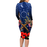 Anzac Family Matching Long Sleeve Bodycon Dress and Hawaiian Shirt Australia Aboriginal Mix New Zealand Slouch Hats LT7 - Polynesian Pride
