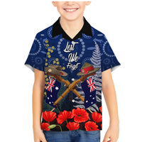 Anzac Family Matching Mermaid Dress and Hawaiian Shirt Australia Aboriginal Mix New Zealand Slouch Hats LT7 Son's Shirt Blue - Polynesian Pride