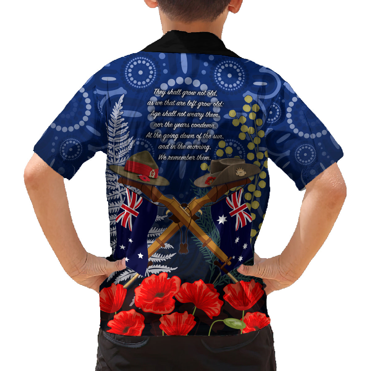 Anzac Family Matching Off Shoulder Maxi Dress and Hawaiian Shirt Australia Aboriginal Mix New Zealand Slouch Hats LT7 - Polynesian Pride
