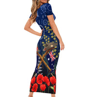Anzac Family Matching Short Sleeve Bodycon Dress and Hawaiian Shirt Australia Aboriginal Mix New Zealand Slouch Hats LT7 - Polynesian Pride