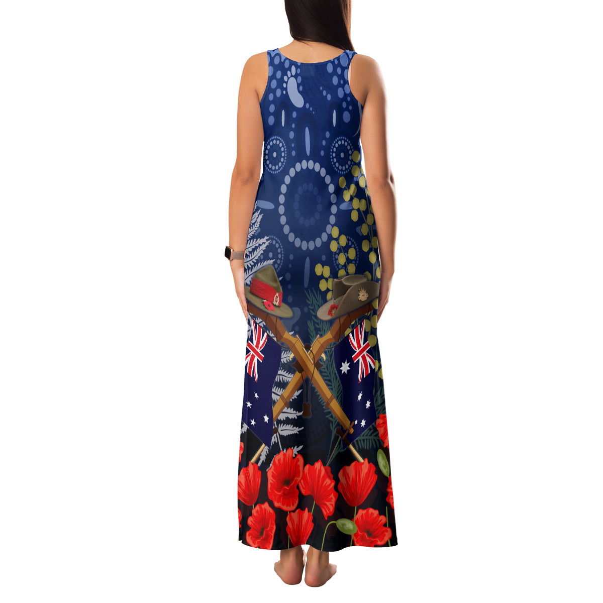 Anzac Family Matching Tank Maxi Dress and Hawaiian Shirt Australia Aboriginal Mix New Zealand Slouch Hats LT7 - Polynesian Pride