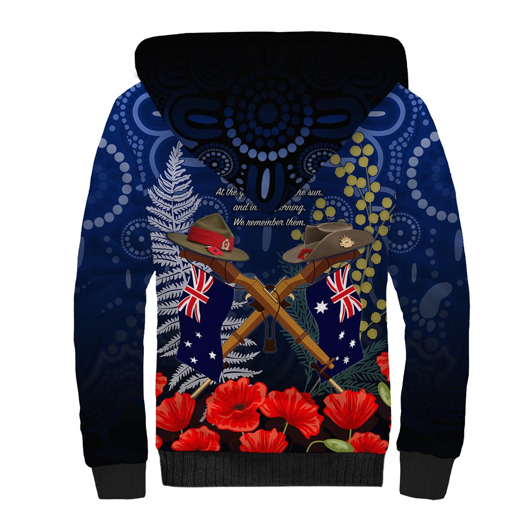 Anzac Sherpa Hoodie Ausralia Aboriginal Mix New Zealand Slouch Hats LT7 - Polynesian Pride
