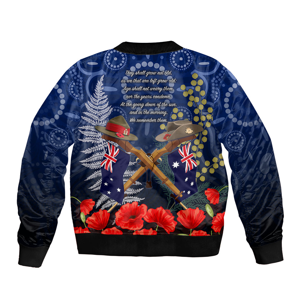 Anzac Sleeve Zip Bomber Jacket Ausralia Aboriginal Mix New Zealand Slouch Hats LT7 - Polynesian Pride