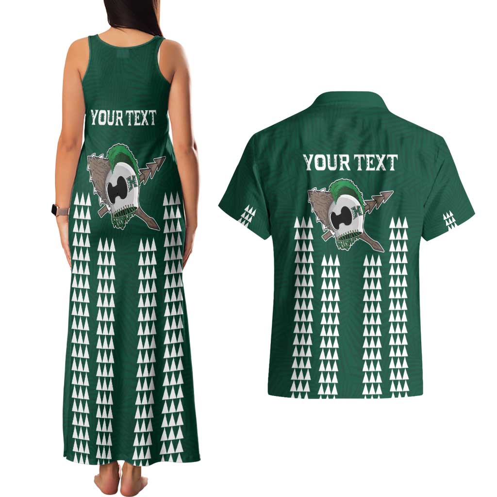 Hawaii Rainbow Warriors Personalized Couples Matching Tank Maxi Dress and Hawaiian Shirt Kakau Ikakai Laau Pama