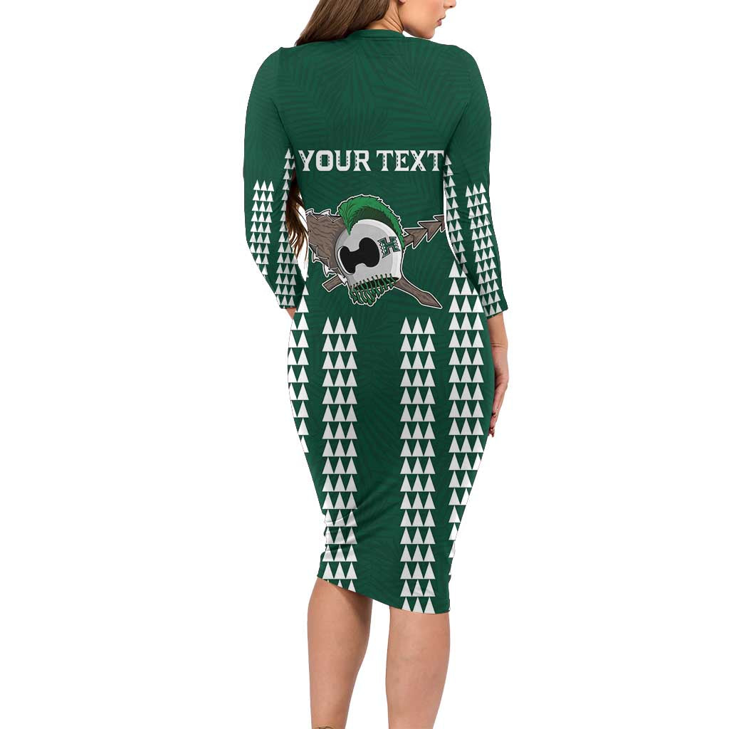 Hawaii Rainbow Warriors Personalized Family Matching Long Sleeve Bodycon Dress and Hawaiian Shirt Kakau Ikaika Laau Pama LT7 - Polynesian Pride