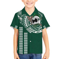 Hawaii Rainbow Warriors Personalized Family Matching Long Sleeve Bodycon Dress and Hawaiian Shirt Kakau Ikaika Laau Pama LT7 Son's Shirt Green - Polynesian Pride