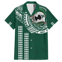 Hawaii Rainbow Warriors Personalized Family Matching Off The Shoulder Long Sleeve Dress and Hawaiian Shirt Kakau Ikaika Laau Pama LT7 Dad's Shirt - Short Sleeve Green - Polynesian Pride