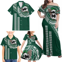 Hawaii Rainbow Warriors Personalized Family Matching Off Shoulder Maxi Dress and Hawaiian Shirt Kakau Ikaika Laau Pama LT7 - Polynesian Pride