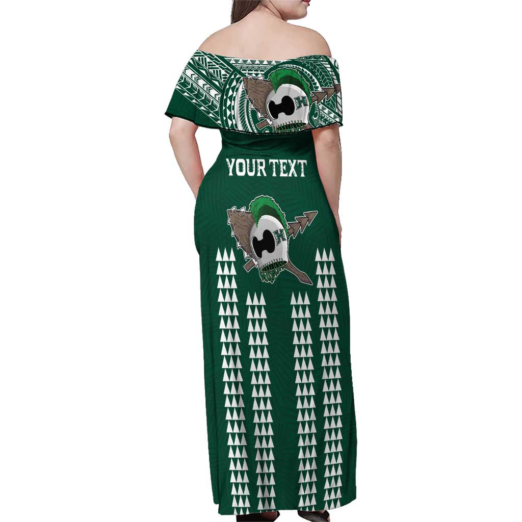 Hawaii Rainbow Warriors Personalized Family Matching Off Shoulder Maxi Dress and Hawaiian Shirt Kakau Ikaika Laau Pama LT7 - Polynesian Pride