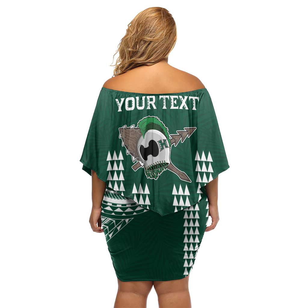 Hawaii Rainbow Warriors Personalized Family Matching Off Shoulder Short Dress and Hawaiian Shirt Kakau Ikaika Laau Pama LT7 - Polynesian Pride