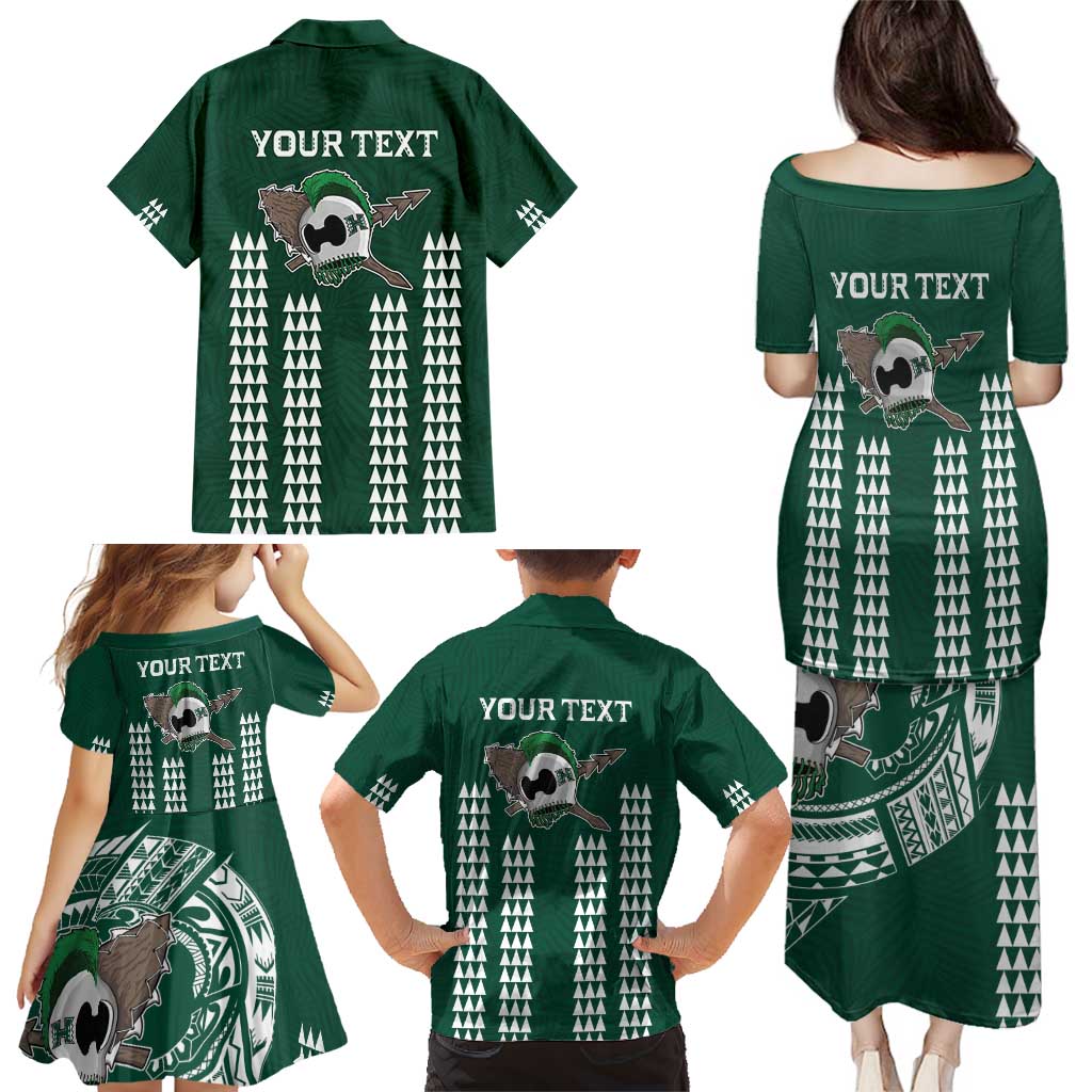 Hawaii Rainbow Warriors Personalized Family Matching Puletasi and Hawaiian Shirt Kakau Ikakai Laau Pama