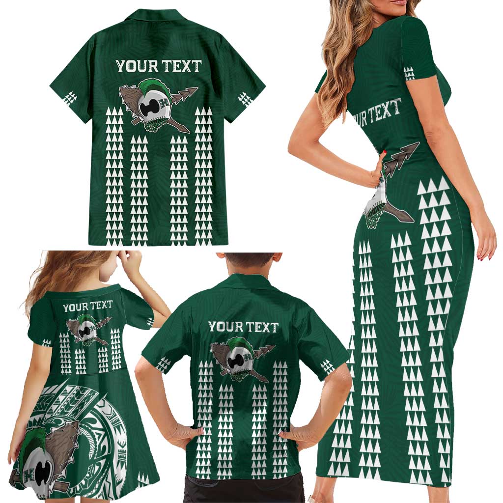 Hawaii Rainbow Warriors Personalized Family Matching Short Sleeve Bodycon Dress and Hawaiian Shirt Kakau Ikaika Laau Pama LT7 - Polynesian Pride