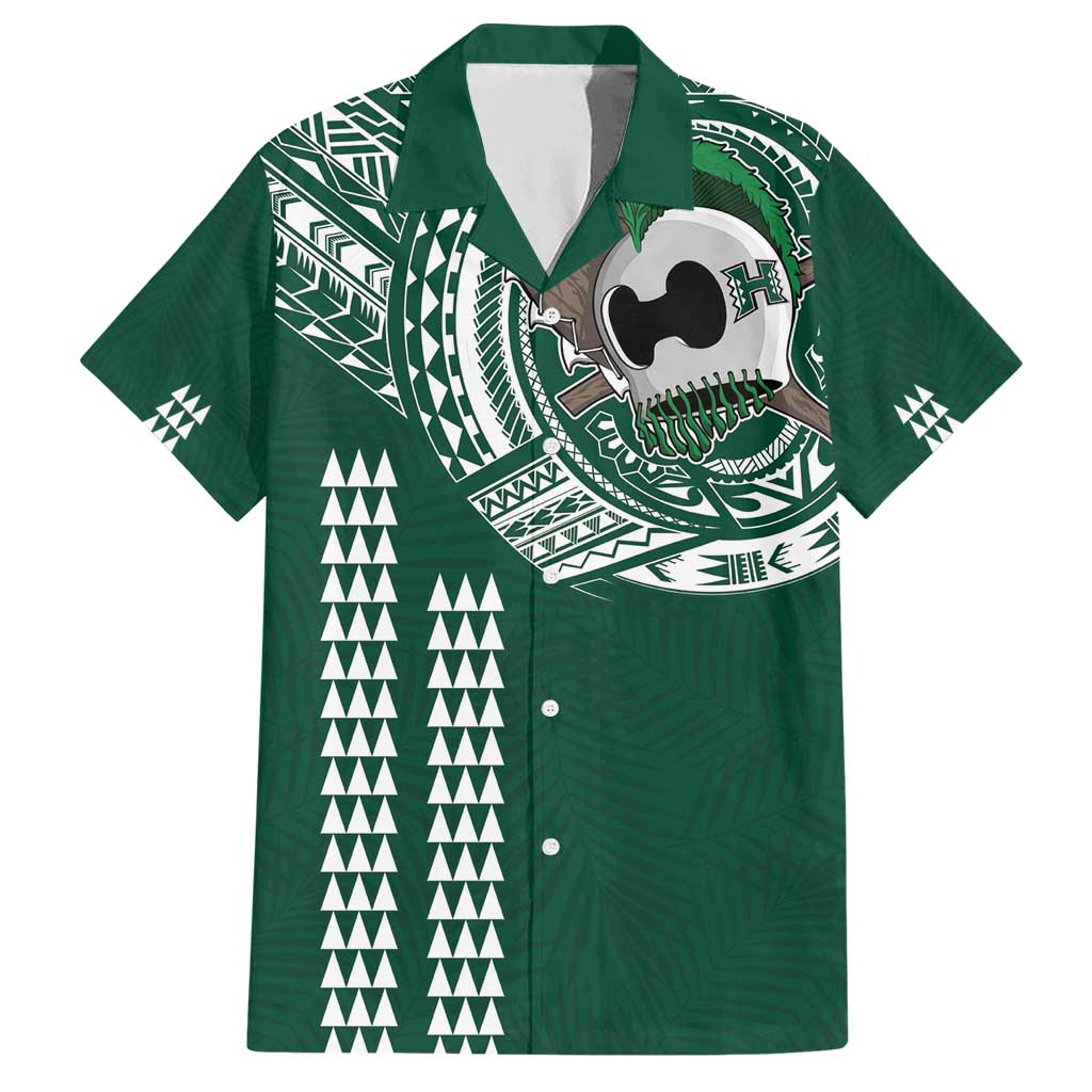 Hawaii Rainbow Warriors Personalized Family Matching Short Sleeve Bodycon Dress and Hawaiian Shirt Kakau Ikaika Laau Pama LT7 Dad's Shirt - Short Sleeve Green - Polynesian Pride