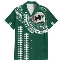 Hawaii Rainbow Warriors Personalized Family Matching Short Sleeve Bodycon Dress and Hawaiian Shirt Kakau Ikaika Laau Pama LT7 Dad's Shirt - Short Sleeve Green - Polynesian Pride