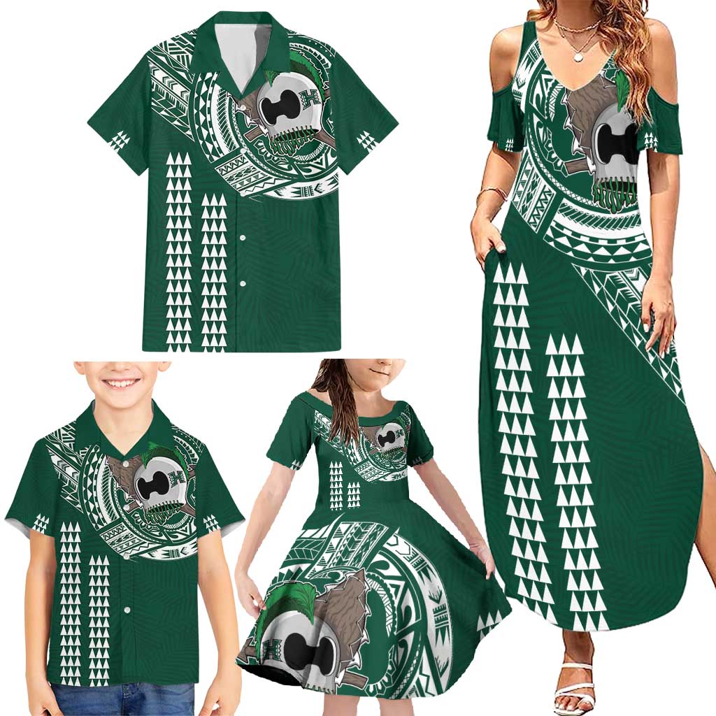 Hawaii Rainbow Warriors Personalized Family Matching Summer Maxi Dress and Hawaiian Shirt Kakau Ikaika Laau Pama LT7 - Polynesian Pride