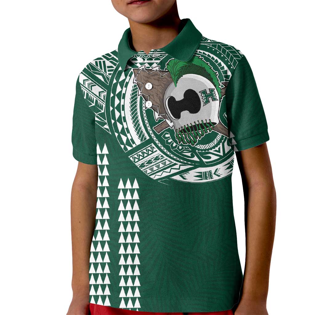 Hawaii Rainbow Warriors Personalized Kid Polo Shirt Kakau Ikaika Laau Pama LT7 Kid Green - Polynesian Pride