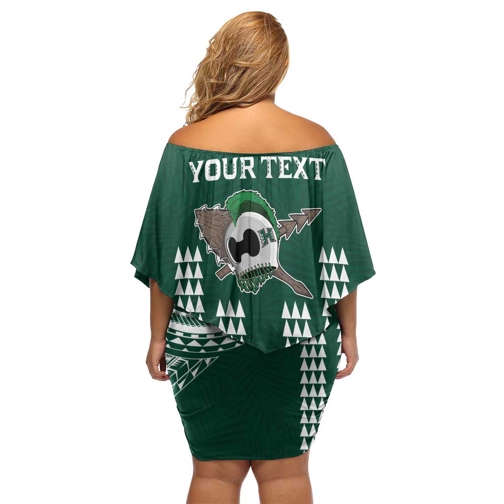Hawaii Rainbow Warriors Personalized Off Shoulder Short Dress Kakau Ikaika Laau Pama LT7 - Polynesian Pride