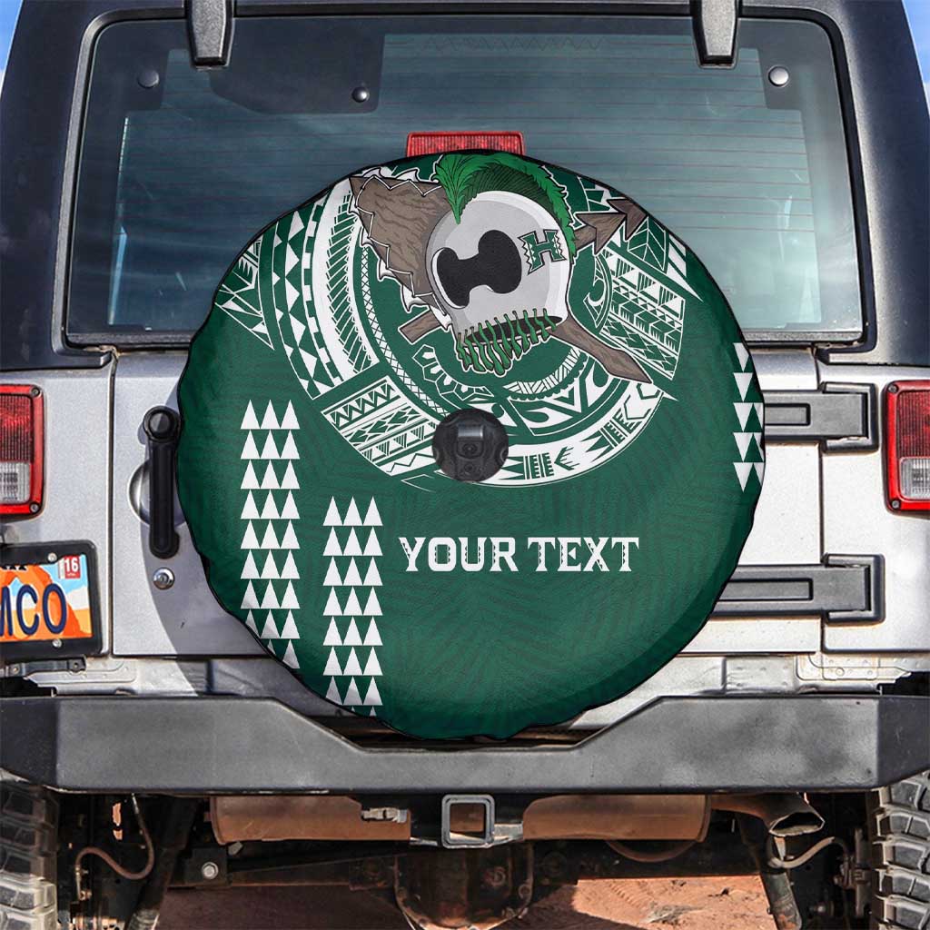 Hawaii Rainbow Warriors Personalized Spare Tire Cover Kakau Ikaika Laau Pama LT7 Green - Polynesian Pride