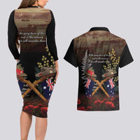 Australia - New Zealand ANZAC Couples Matching Long Sleeve Bodycon Dress and Hawaiian Shirt Gallipoli ANZAC Cove Landing LT7 - Polynesian Pride