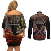 Australia - New Zealand ANZAC Couples Matching Off Shoulder Short Dress and Long Sleeve Button Shirt Gallipoli ANZAC Cove Landing LT7 - Polynesian Pride