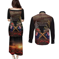 Australia - New Zealand ANZAC Couples Matching Puletasi and Long Sleeve Button Shirt Gallipoli ANZAC Cove Landing LT7 - Polynesian Pride