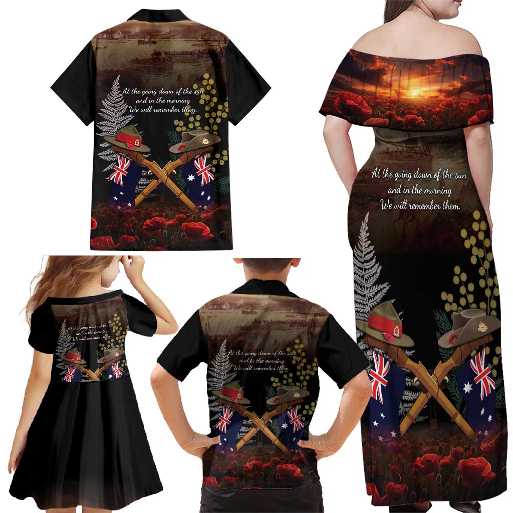 Australia - New Zealand ANZAC Family Matching Off Shoulder Maxi Dress and Hawaiian Shirt Gallipoli ANZAC Cove Landing LT7 - Polynesian Pride