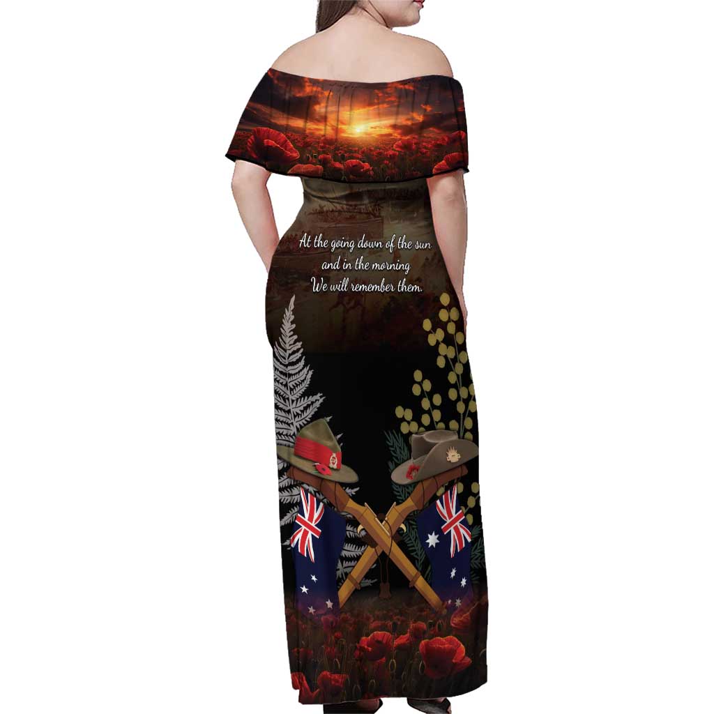 Australia - New Zealand ANZAC Family Matching Off Shoulder Maxi Dress and Hawaiian Shirt Gallipoli ANZAC Cove Landing LT7 - Polynesian Pride