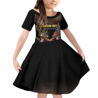 Australia - New Zealand ANZAC Family Matching Off Shoulder Short Dress and Hawaiian Shirt Gallipoli ANZAC Cove Landing LT7 Daughter's Dress Black - Polynesian Pride