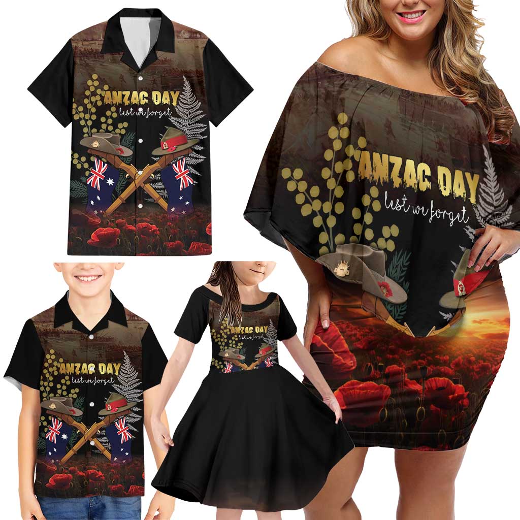 Australia - New Zealand ANZAC Family Matching Off Shoulder Short Dress and Hawaiian Shirt Gallipoli ANZAC Cove Landing LT7 - Polynesian Pride