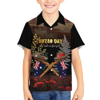 Australia - New Zealand ANZAC Family Matching Puletasi and Hawaiian Shirt Gallipoli ANZAC Cove Landing LT7 Son's Shirt Black - Polynesian Pride