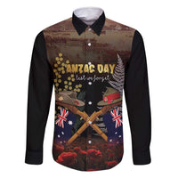 Australia - New Zealand ANZAC Family Matching Summer Maxi Dress and Hawaiian Shirt Gallipoli ANZAC Cove Landing LT7 Dad's Shirt - Long Sleeve Black - Polynesian Pride