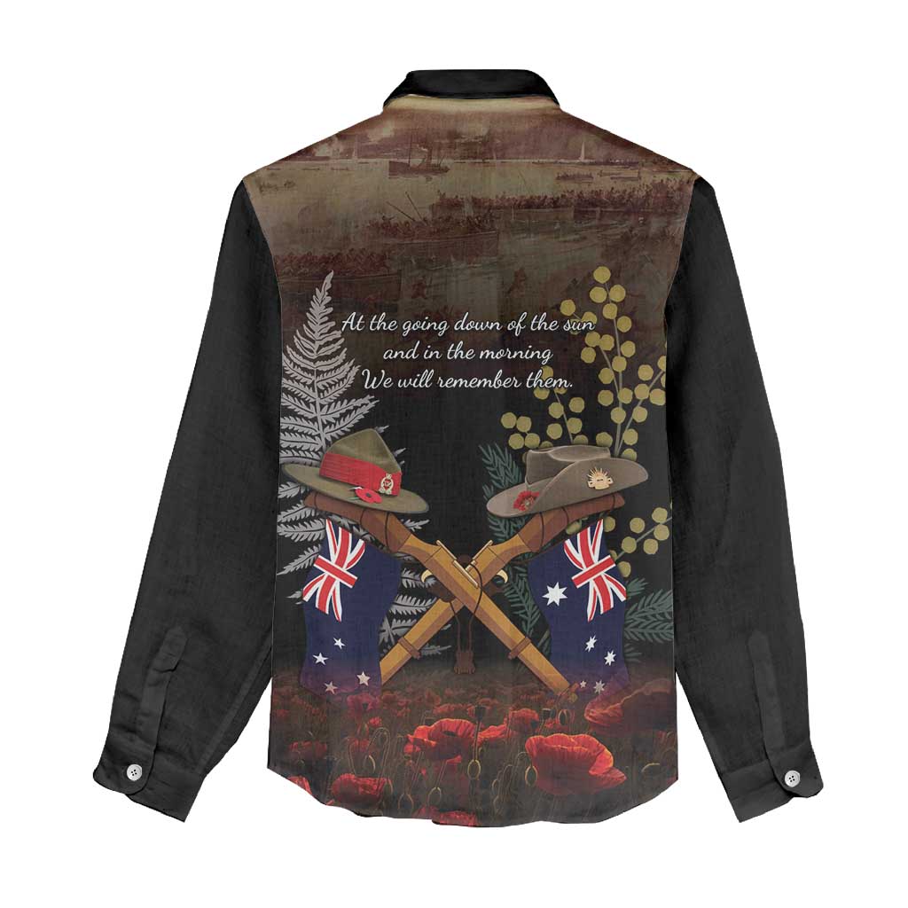 Australia - New Zealand ANZAC Women Casual Shirt Gallipoli ANZAC Cove Landing LT7 - Polynesian Pride