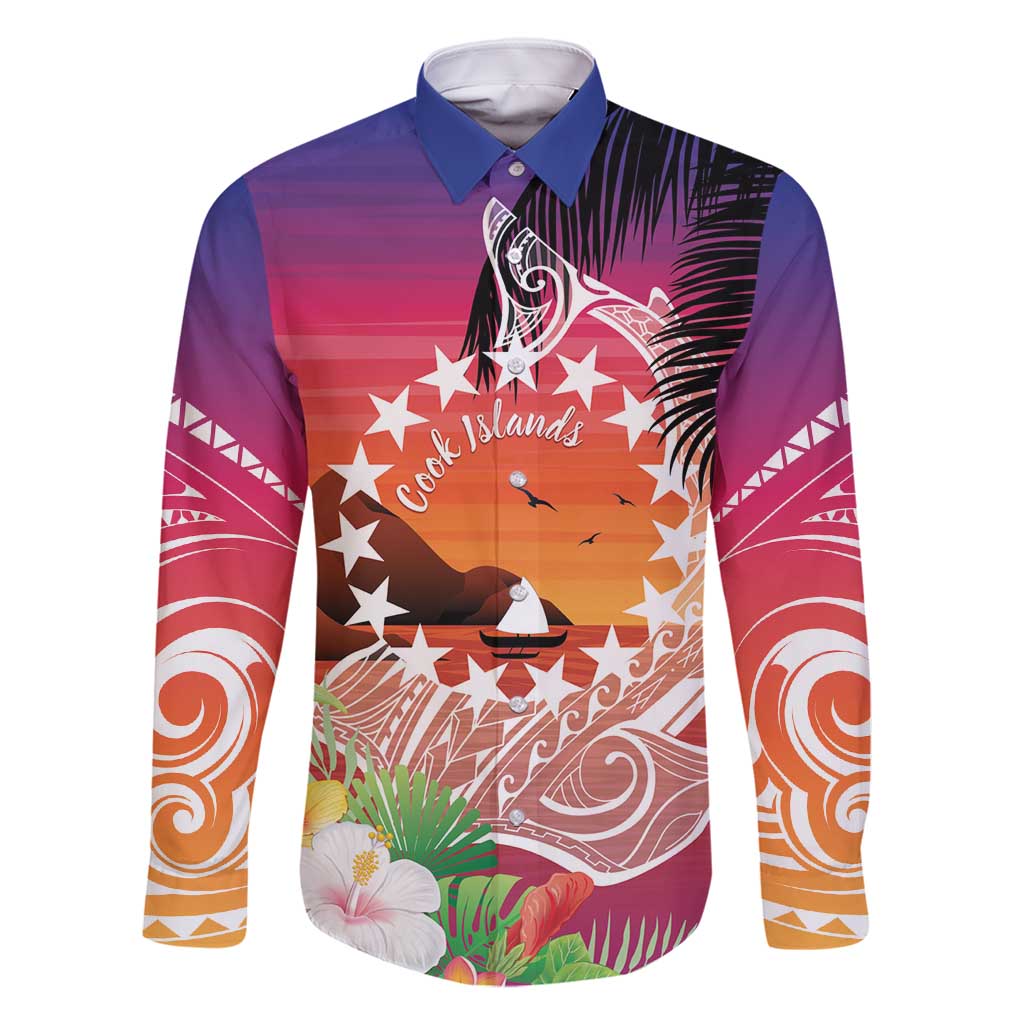 Kia Orana Cook Islands Family Matching Off Shoulder Maxi Dress and Hawaiian Shirt Sunset Dream