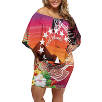 Kia Orana Cook Islands Family Matching Off Shoulder Short Dress and Hawaiian Shirt Sunset Dream LT7 Mom's Dress Art - Polynesian Pride