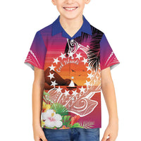 Kia Orana Cook Islands Family Matching Off Shoulder Short Dress and Hawaiian Shirt Sunset Dream LT7 Son's Shirt Art - Polynesian Pride