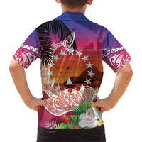 Kia Orana Cook Islands Family Matching Short Sleeve Bodycon Dress and Hawaiian Shirt Sunset Dream LT7 - Polynesian Pride
