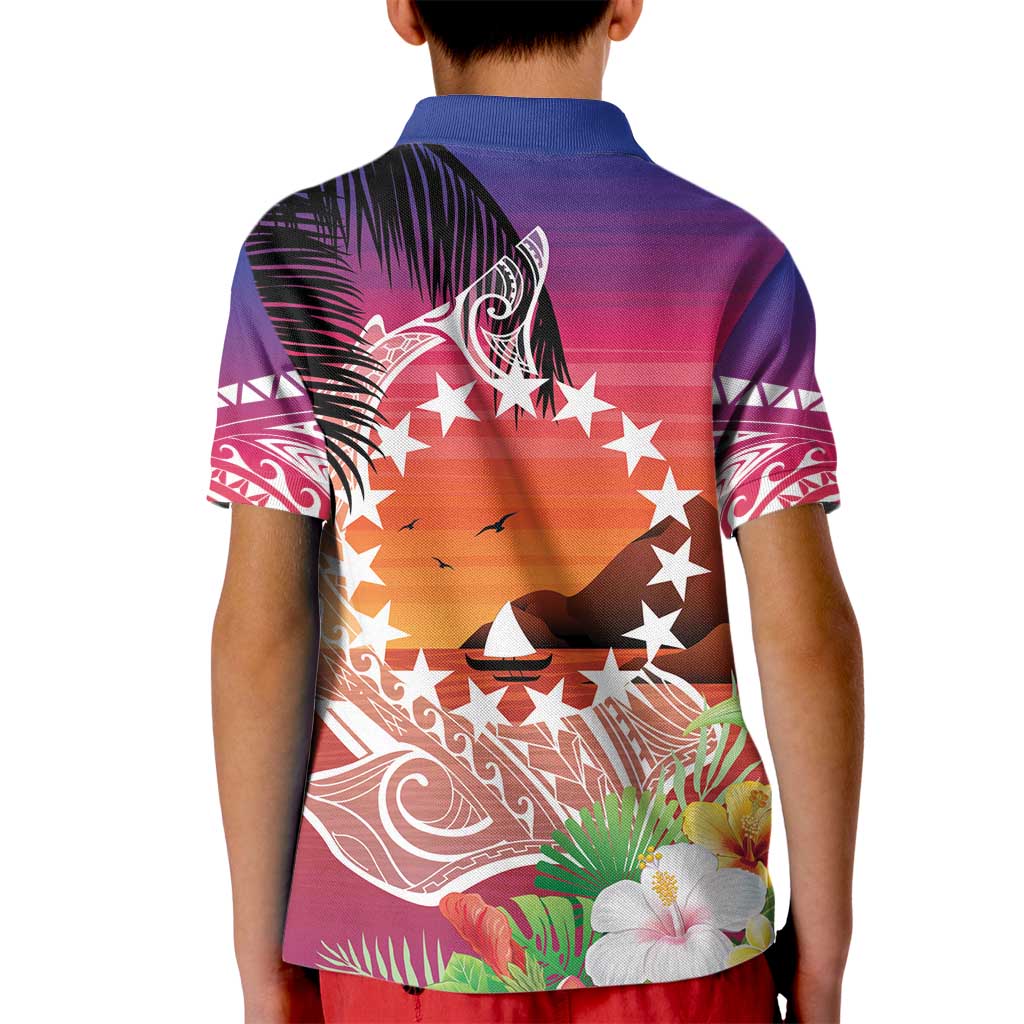 Kia Orana Cook Islands Kid Polo Shirt Sunset Dream
