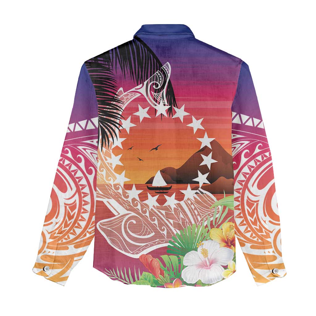 Kia Orana Cook Islands Women Casual Shirt Sunset Dream