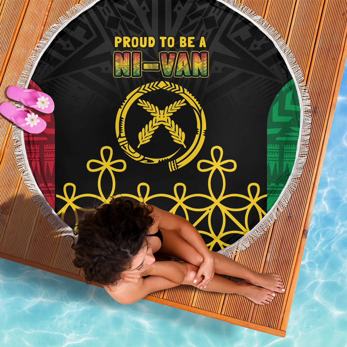 Vanuatu Indipendens Dei Beach Blanket Tribal Sand Drawing