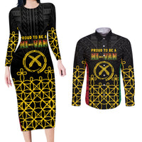 Vanuatu Indipendens Dei Couples Matching Long Sleeve Bodycon Dress and Long Sleeve Button Shirt Tribal Sand Drawing