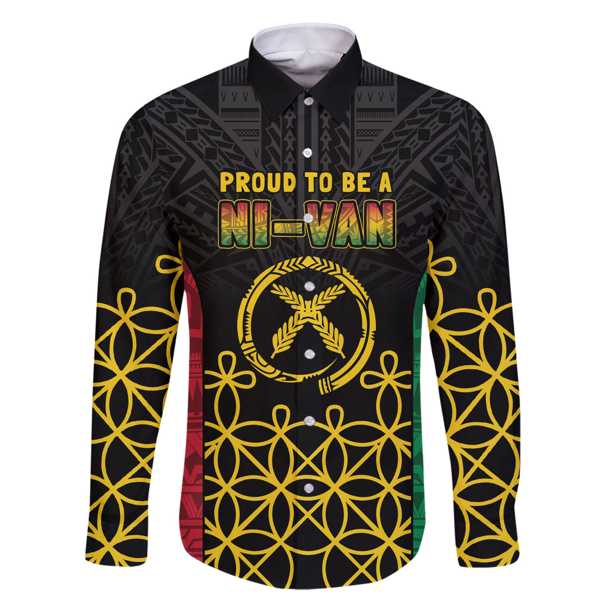 Vanuatu Indipendens Dei Family Matching Mermaid Dress and Hawaiian Shirt Tribal Sand Drawing LT7 Dad's Shirt - Long Sleeve Colorful - Polynesian Pride