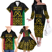 Vanuatu Indipendens Dei Family Matching Off The Shoulder Long Sleeve Dress and Hawaiian Shirt Tribal Sand Drawing LT7 - Polynesian Pride