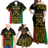 Vanuatu Indipendens Dei Family Matching Off Shoulder Maxi Dress and Hawaiian Shirt Tribal Sand Drawing